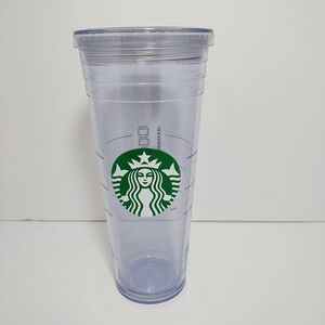 Starbucks Logo Clear Tumbler  24 oz With‎ Lid No Straw